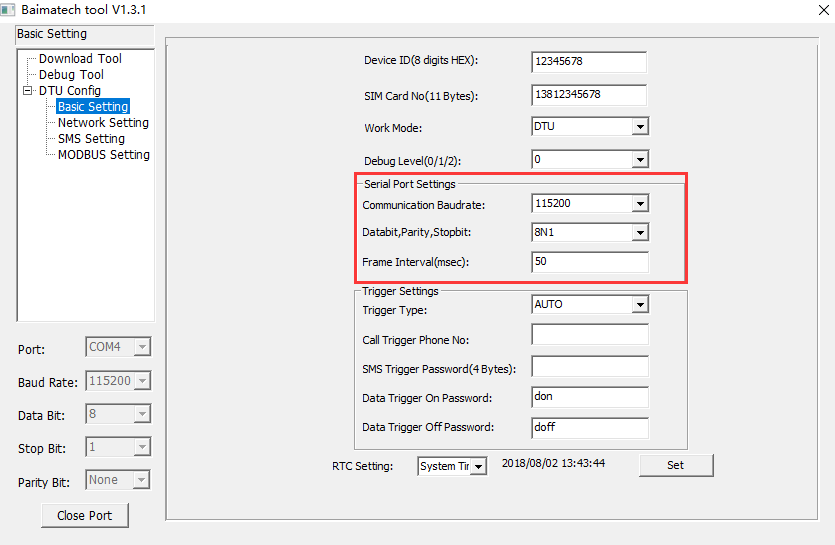 Cellular Modem work parameters